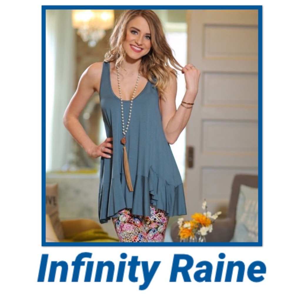 Infinity Raine Scoop Neck Ruffle Hem Tank-S